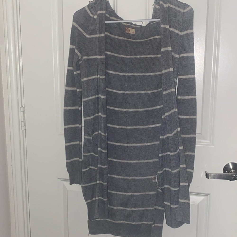 Grey striped cardigan